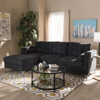 Baxton Studio R7860-Dark Gray-LFC Mireille Modern and Contemporary Dark Grey Fabric Upholstered Sectional Sofa